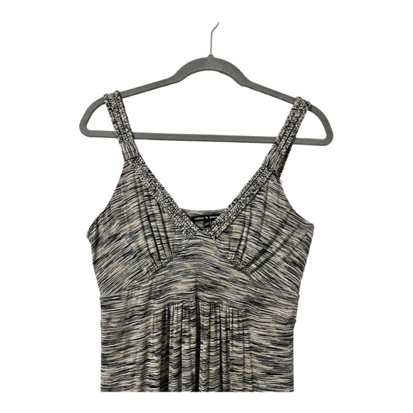 Cable & Gauge Womens Size Large Black Tan Space Dye Knit Maxi Dress V-Neck - Picture 6 of 14